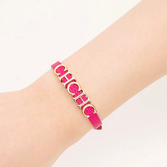 CH LEATHER BRACELET - PINK